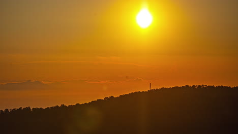 golden view on mount olympos, cyprus, greece as the sun rises timelapse