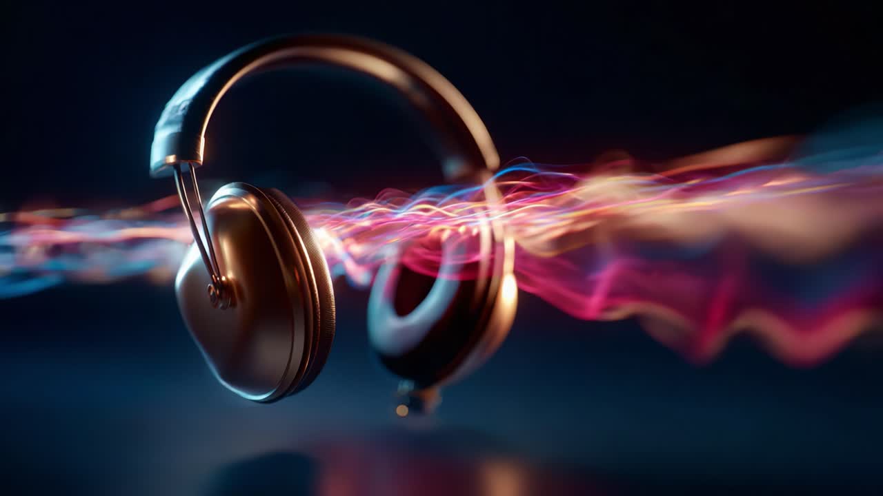 Dynamic Audio Waves Surrounding Modern Headphones: An Artistic Representation of Sound and Music Interaction in a Digital Era
