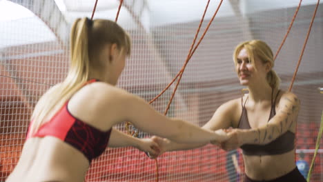 people in a climbing wall centre