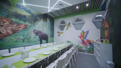 jungle-themed dining room for kids