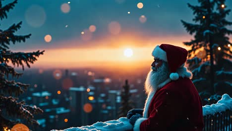 santa claus at sunset city view