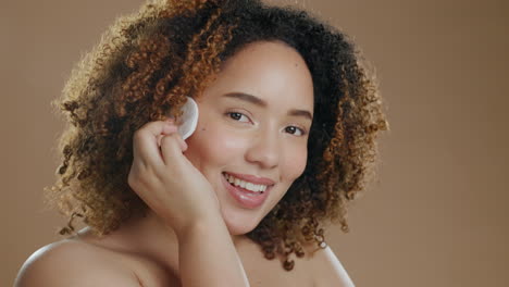 Cotton,-smile-and-skincare-portrait-of-woman