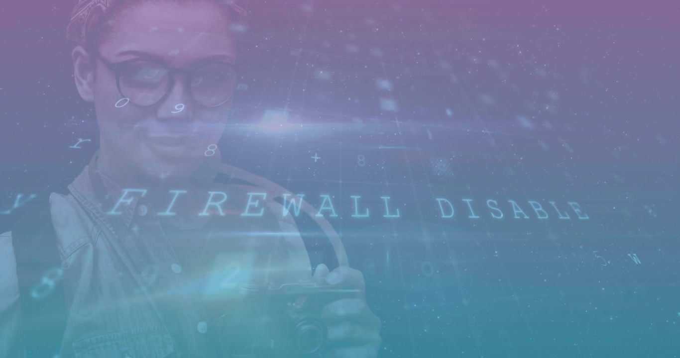 Animation of cyber attack data processing over woman using tablet