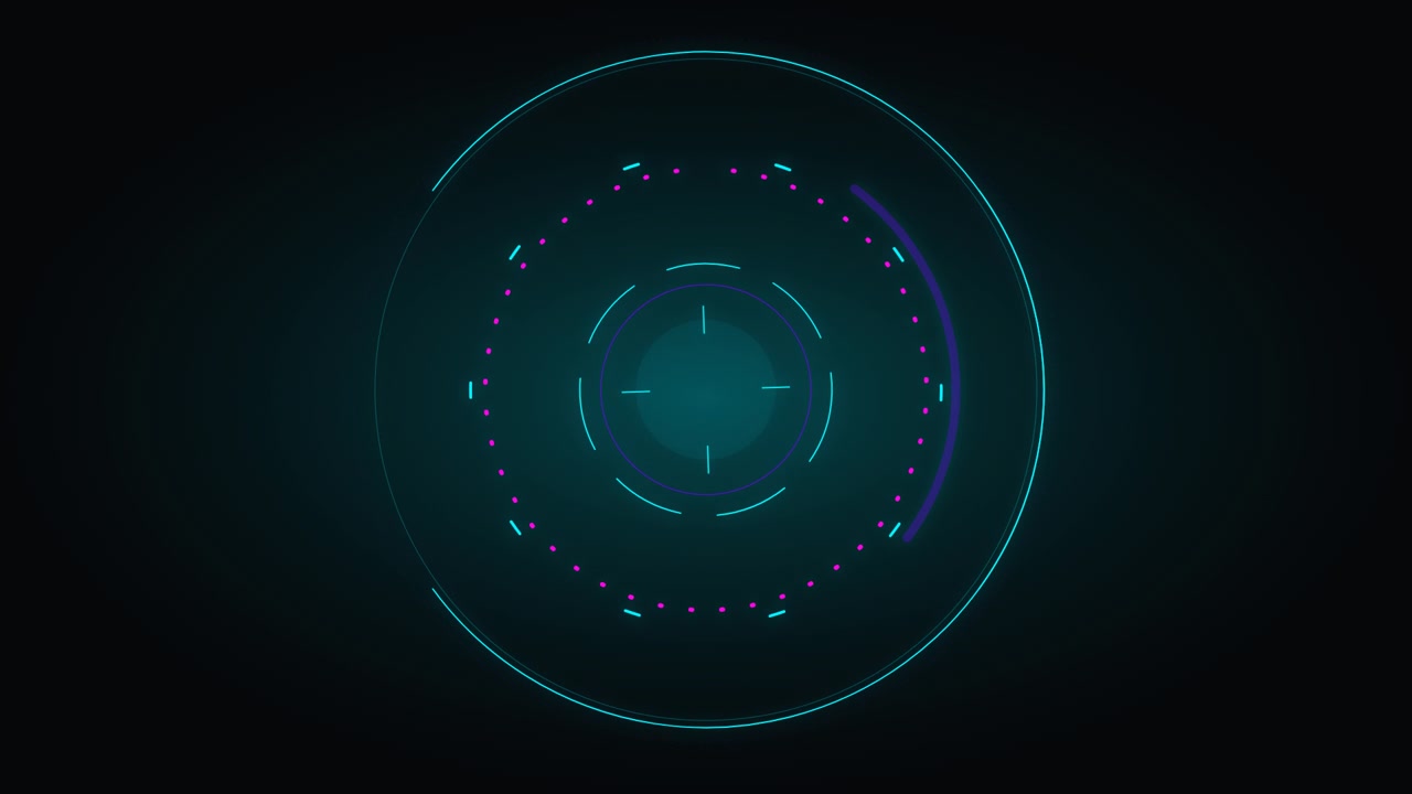Futuristic Digital HUD Interface Rotating Circular Elements
