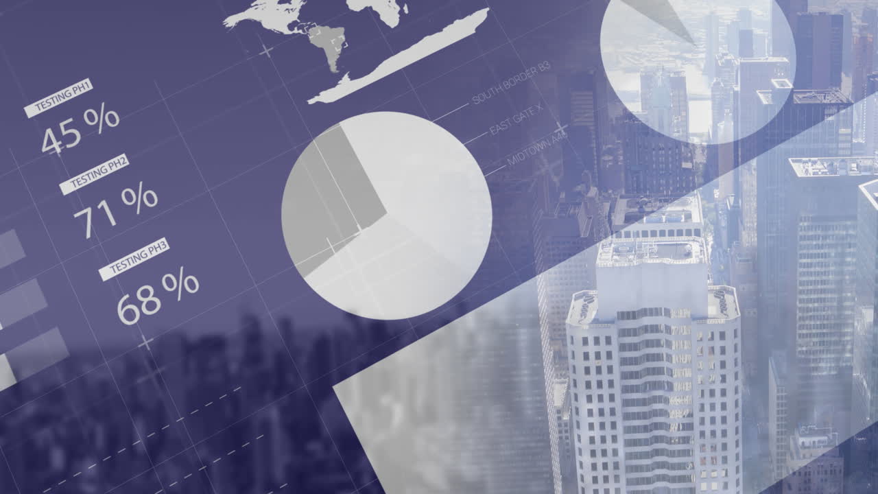 도시 풍경과 배경에 대한 금융 및 통계 데이터 처리