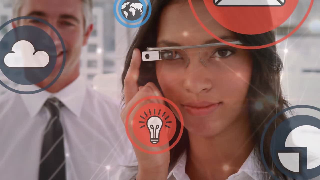 다양한 비즈니스 사람들 사이의 연결 및 아이콘 네트워크의 애니메이션