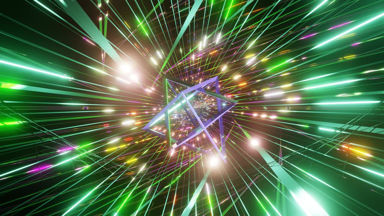 un vuelo de túnel de bucle de abstracción a través de las luces parpadeantes.