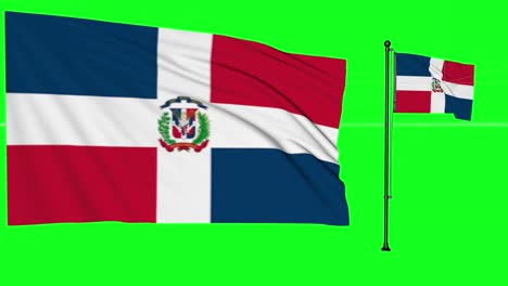 Greenscreen-Schwenkt-Die-Flagge-Oder-Den-Fahnenmast-Der-Dominikanischen-Republik
