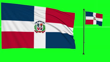 green screen waving dominican republic flag or flagpole