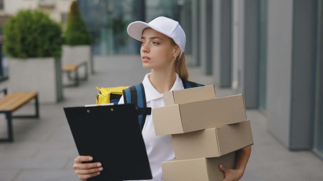 Woman Delivery Person with Packages