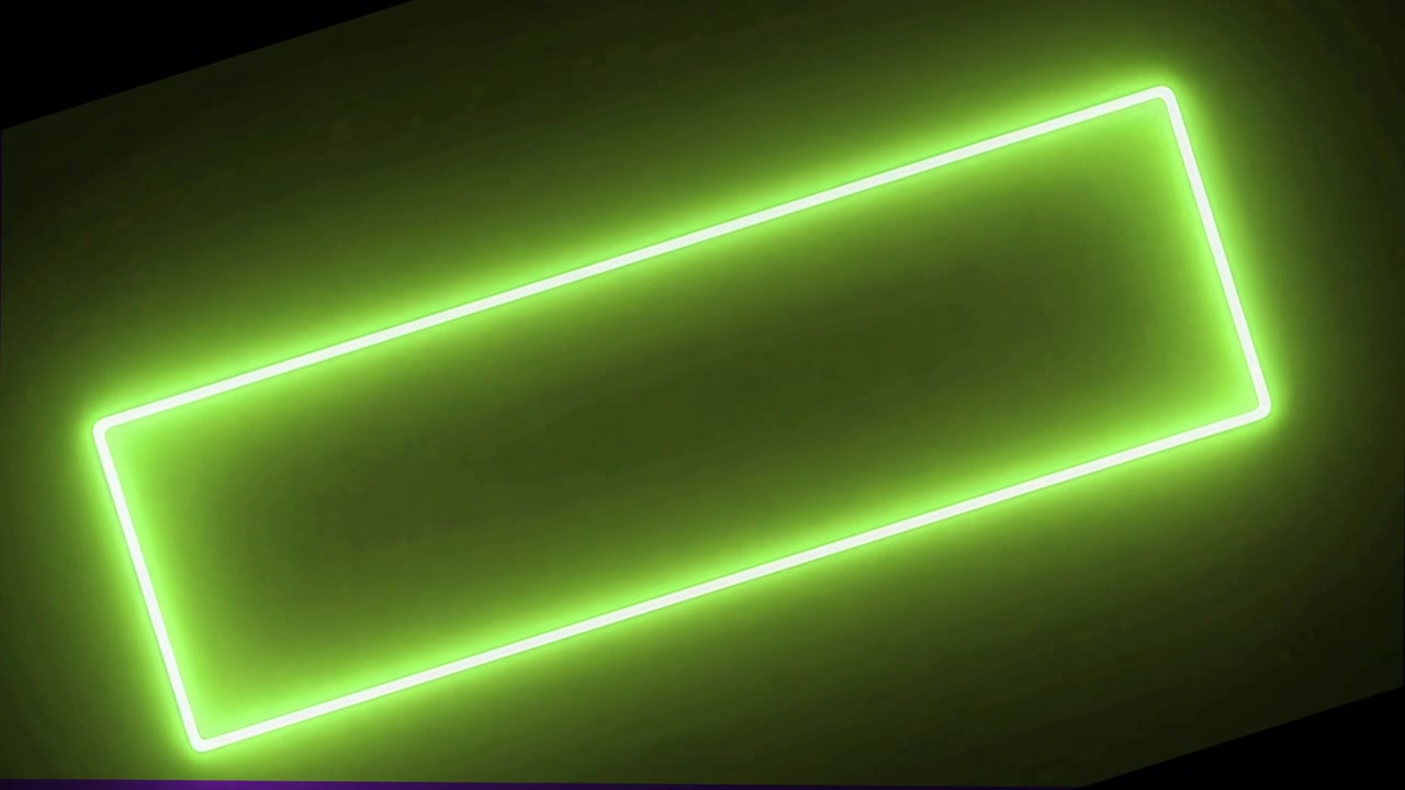 Glowing Green Neon Rectangular Frame on Dark Background