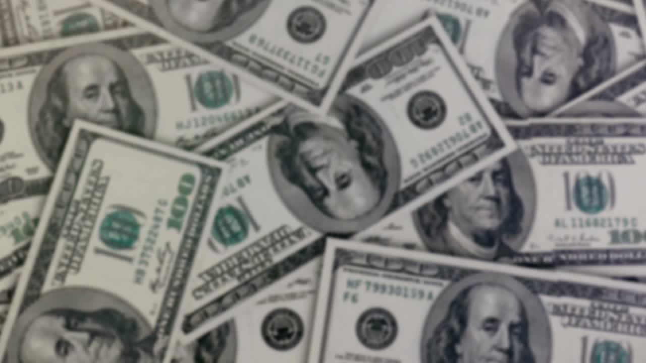 4K animation af 100 US dollar pengeseddel|Loopbar