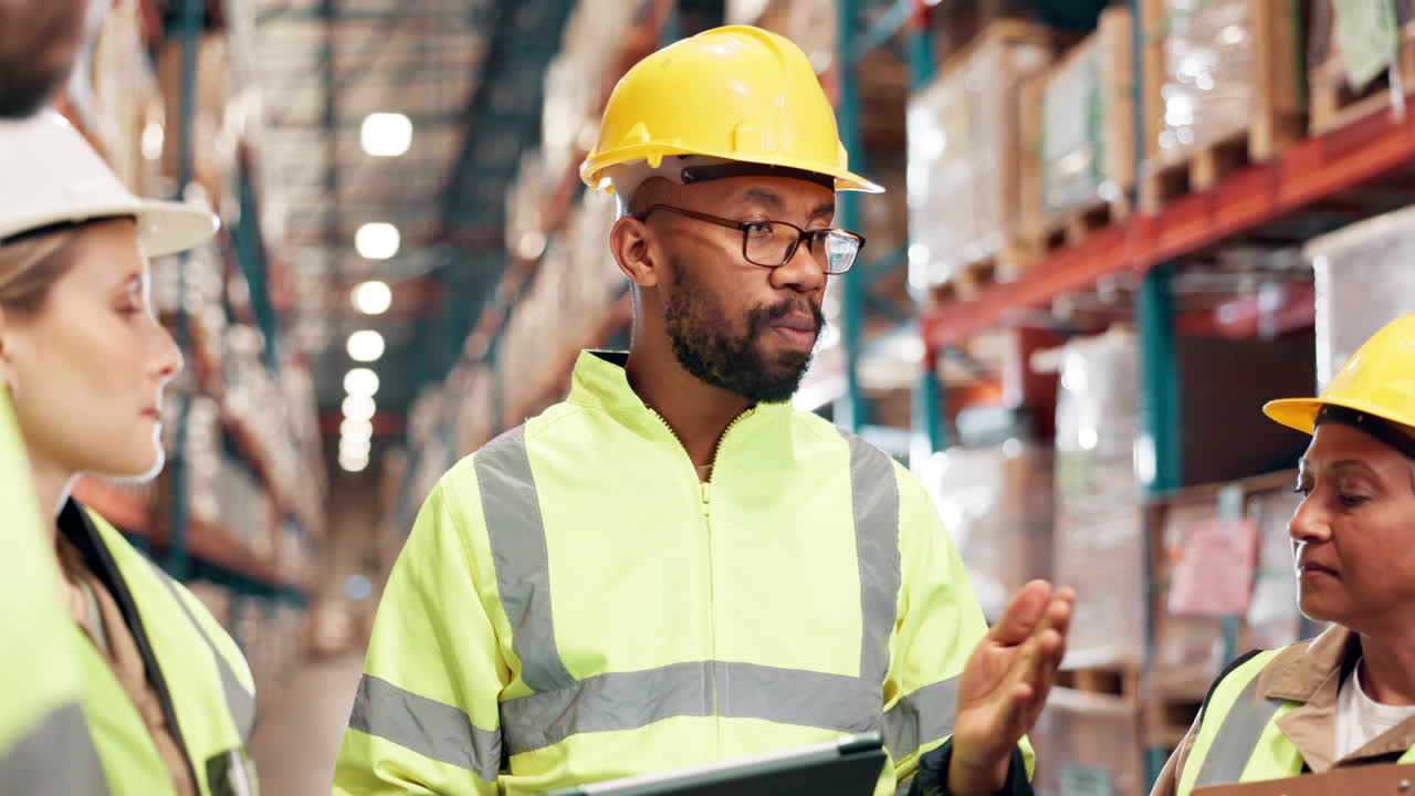 Warehouse team safety inspection