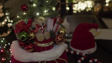 christmas decorations with lights, handheld, close