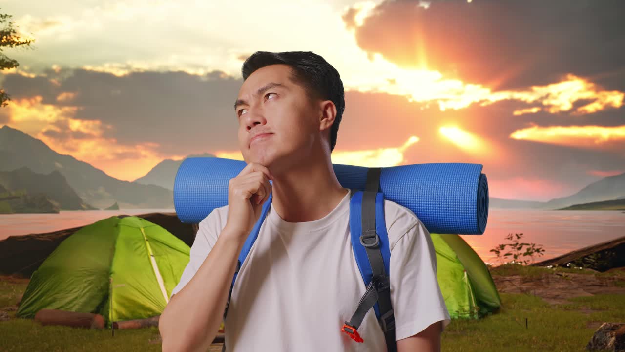 Man Camping and Traveling