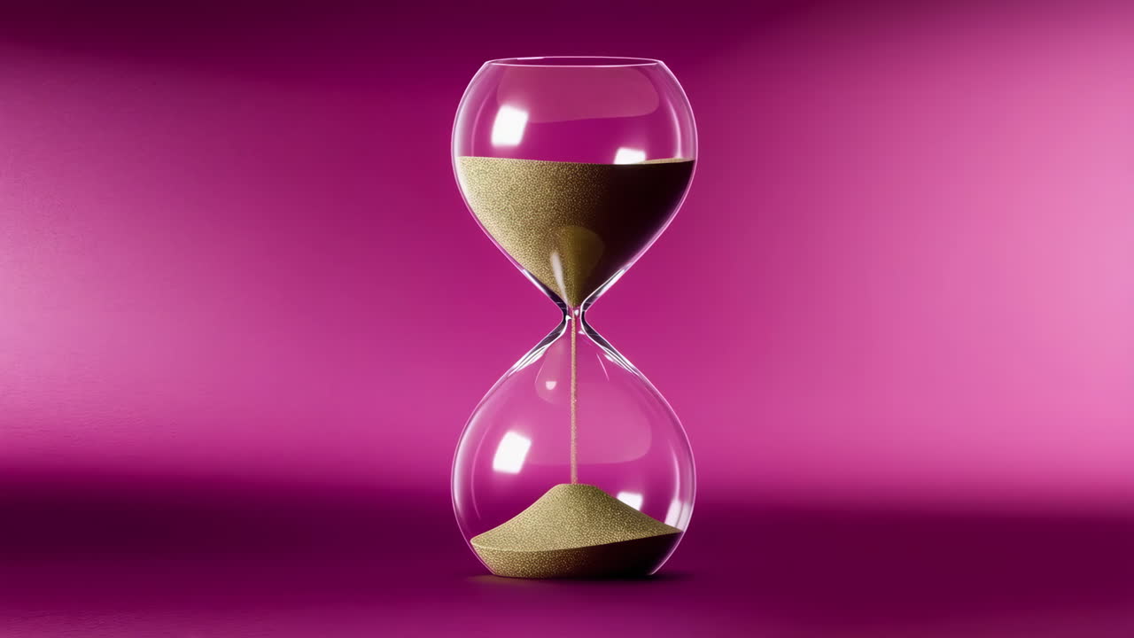 Hourglass with Sand on Magenta Background