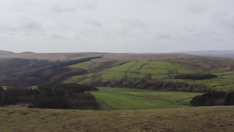 Absteigender-Schuss-über-Englischem-Moorland