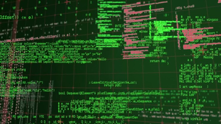 Animation af databehandling på sort baggrund