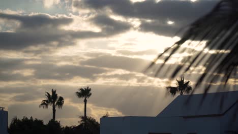 sunset over a tropical resort