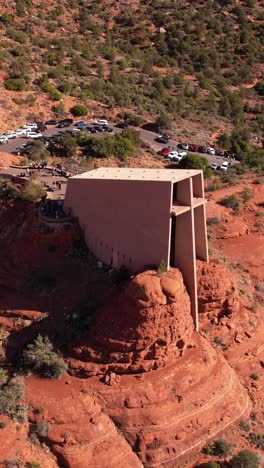 aerial view of chapel of the holy cross in sedona, arizona