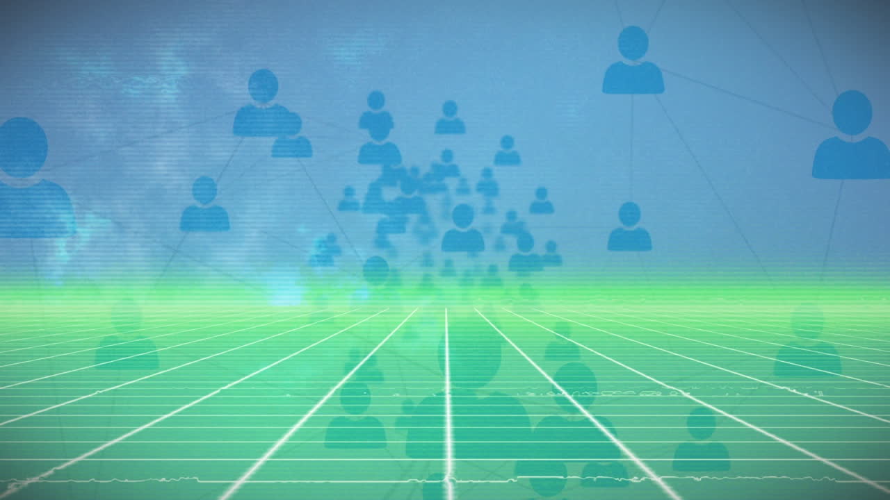 파란색 배경에 연결 네트워크의 애니메이션