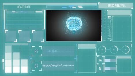 molecular structures floating against digital interface with medical data processing