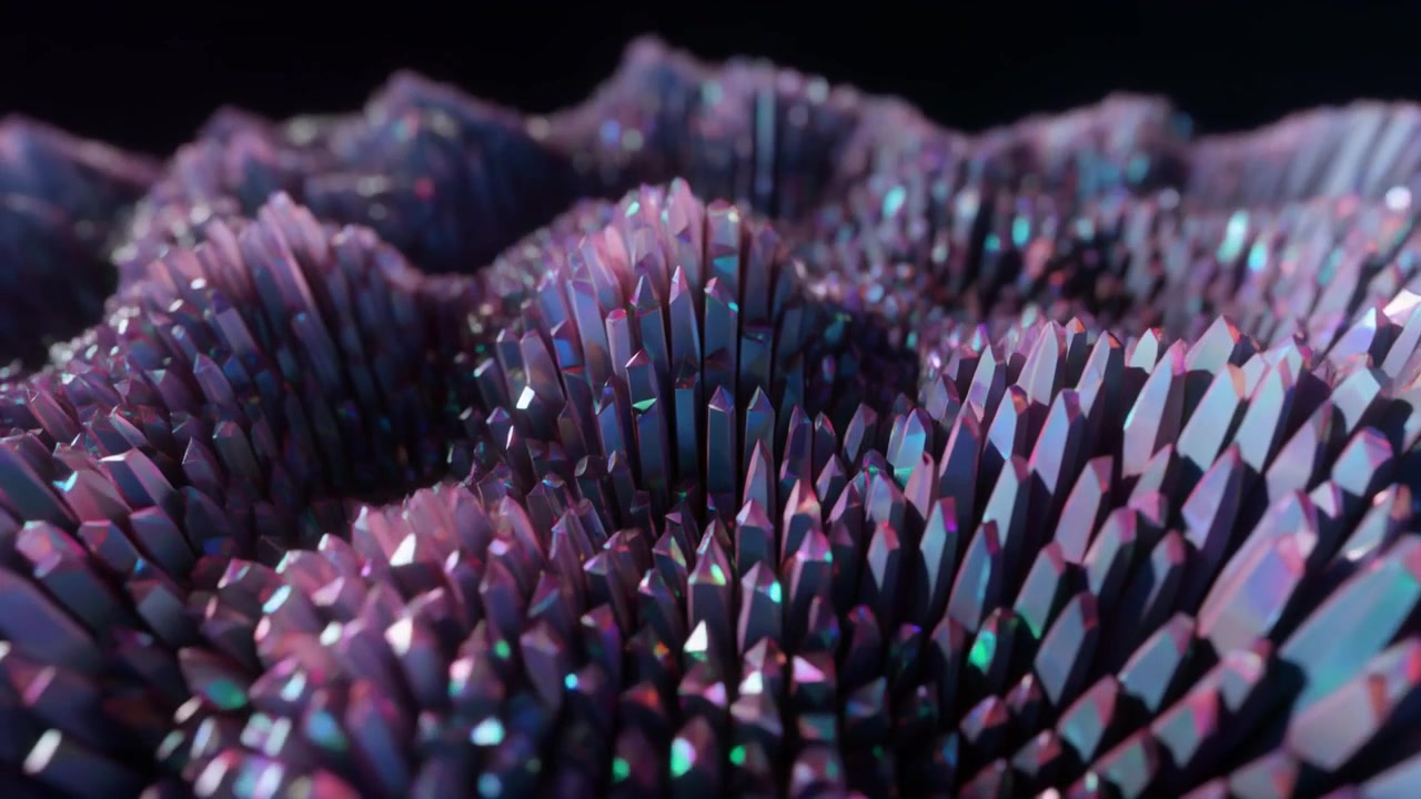 Abstract 3D Animation of Iridescent Crystal Wave Motion