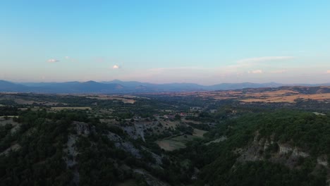 nature valley green landscape aerial drone north greece mainland clear mountain skyline