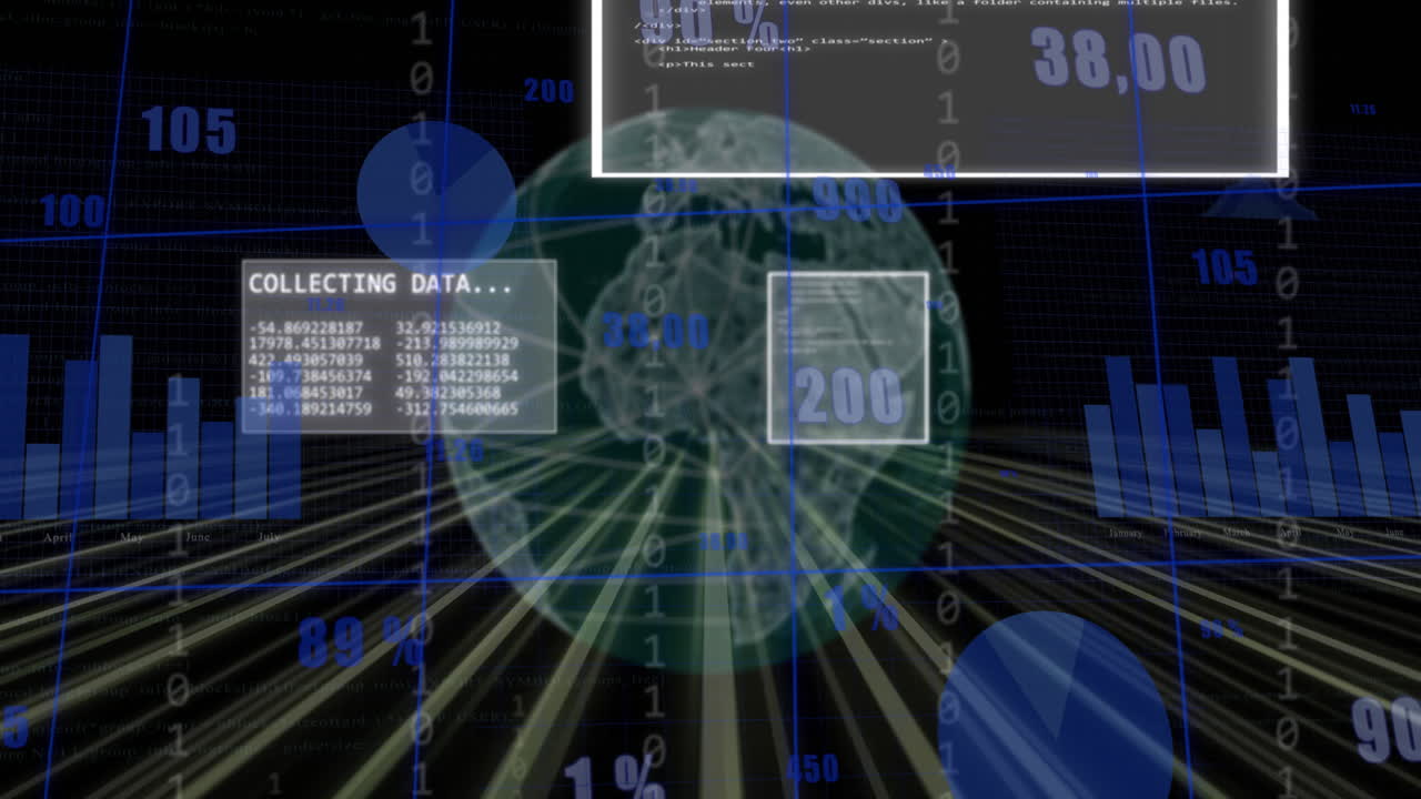 데이터 프로세싱을 통해 디지털 글로브의 애니메이션