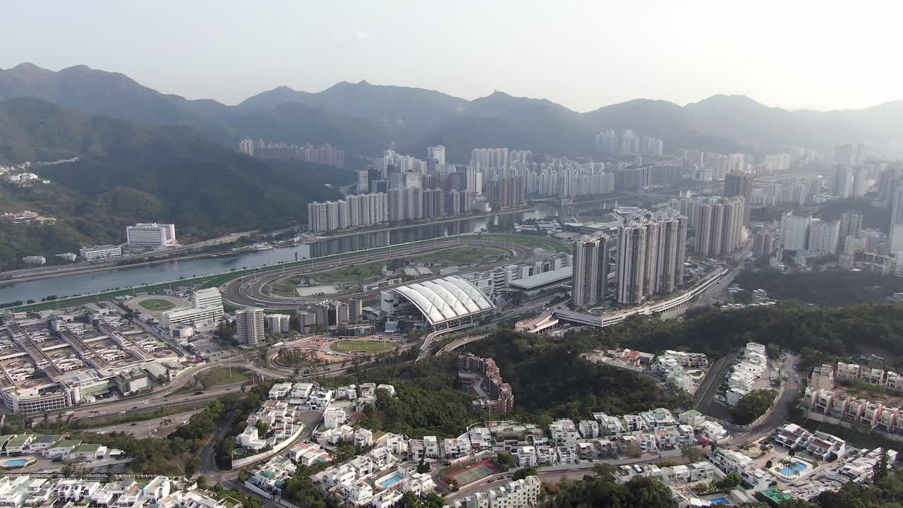 Hong Kong Suburbs houses of Sha Tin area, Aerial view.