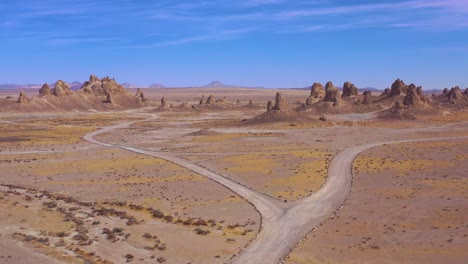 beautiful aerial over the trona pinnacles rock formations in the mojave desert near death valley