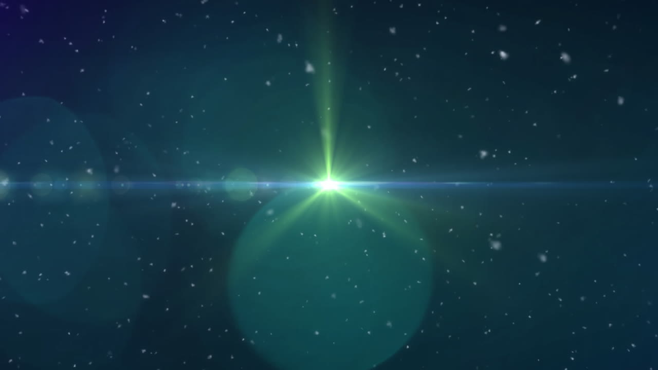 Green spots of light against black background