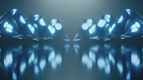 escena de niebla con geometría abstracta, renderización en 3d.