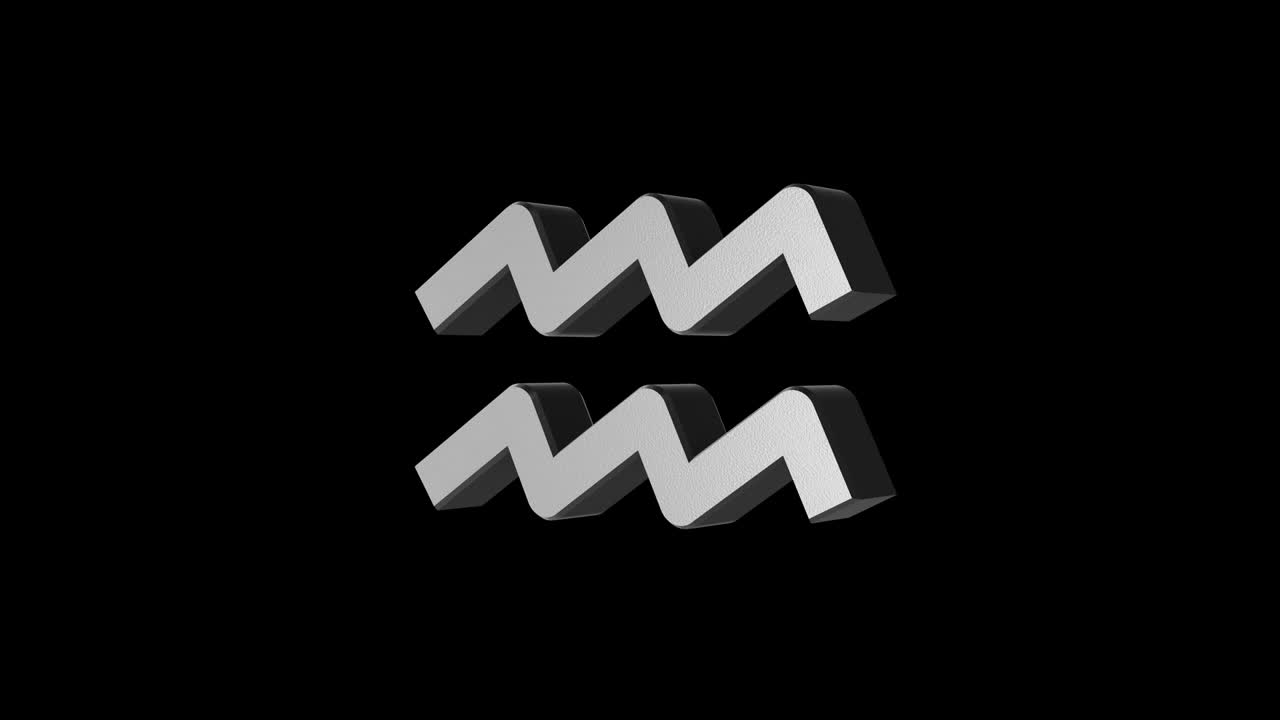 Aquarius zodiac sign. Metal silver. Alpha channel