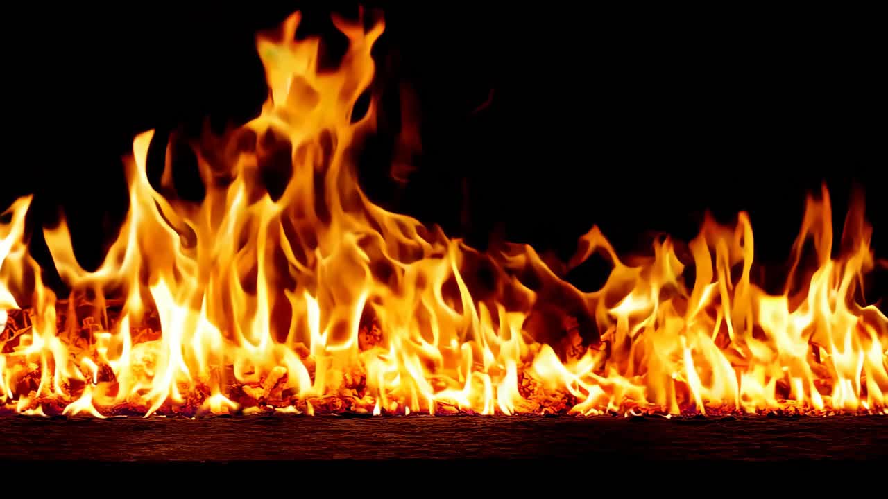 un primer plano de una llama de fuego en un fondo negro