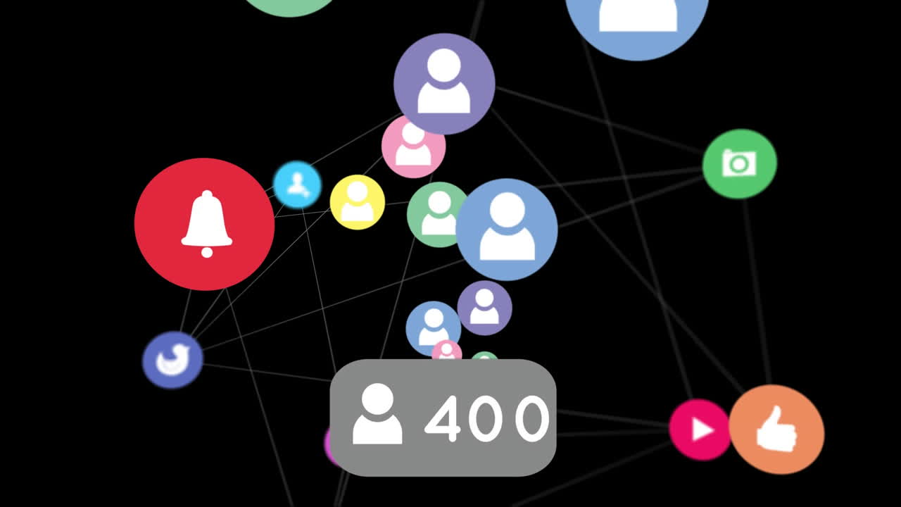 números crecientes con el icono de perfil contra la web de iconos de conexiones