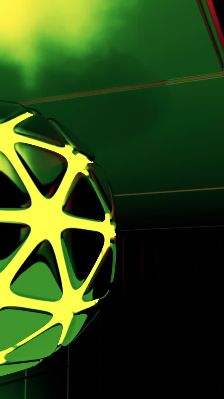 Abstract Geometric Sphere in Green and Yellow