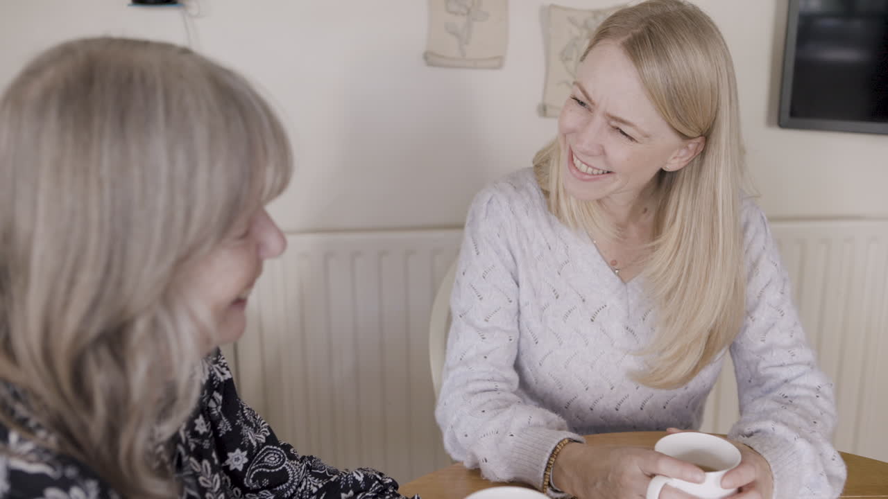 Two women having tea at a table