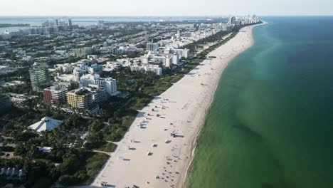 drone revealing miami south beach aerial footage during sunny day