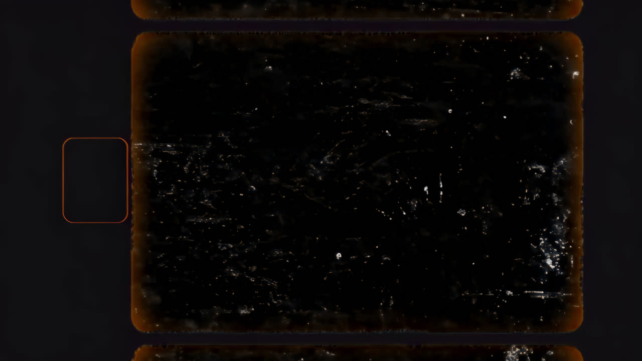 Vintage filmstrip with orange glow animated overlay, transparent 4K video, alpha channel, ProRes