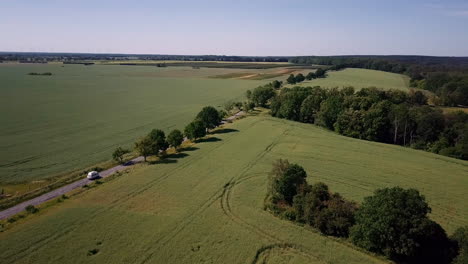 aerial view of serene countryside road