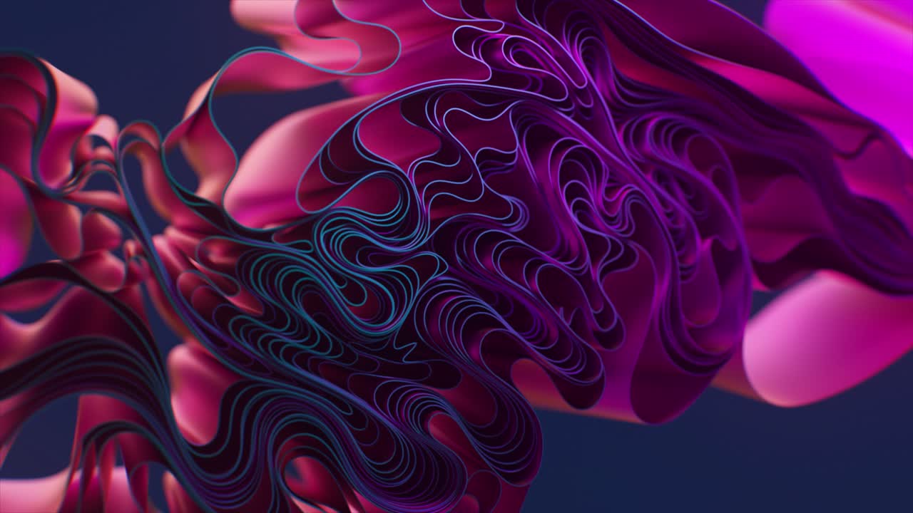 Abstract 3D Design with Pink and Purple Ribbons