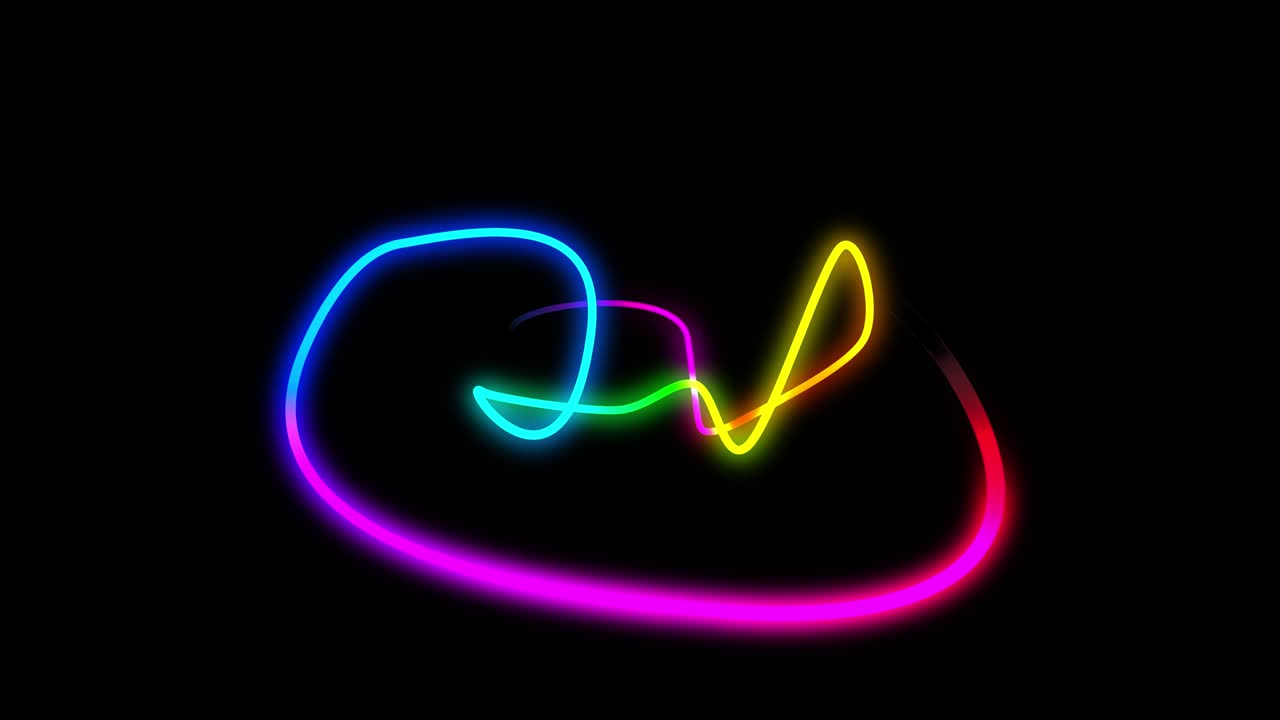 다채로운 빛나는 선들이 정의되지 않은 공간에 그려집니다.