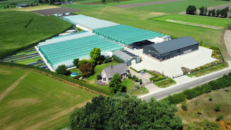 aerial view of a modern greenhouse farm