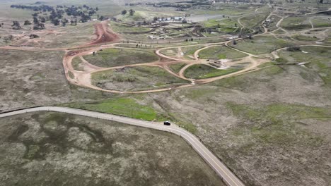 birds eye view of prairie city off-highway motor vehicle recreation area in california in the spring time