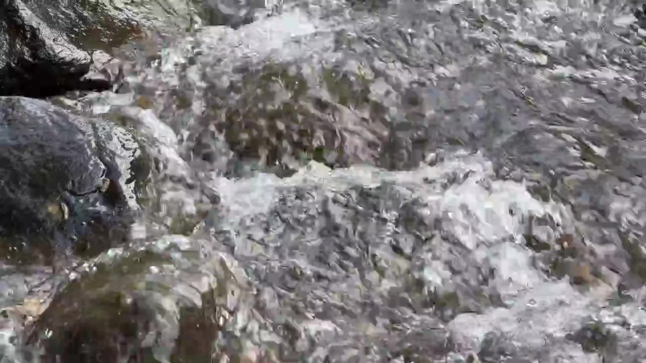 Acqua limpida che scorre sopra rocce scure del fiume