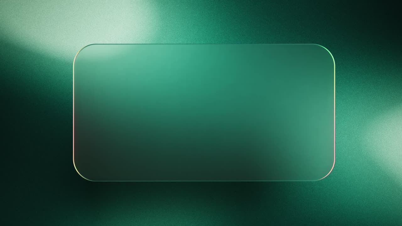 Abstract Glassmorphism Rectangle Frame with Moving Light on Green Background