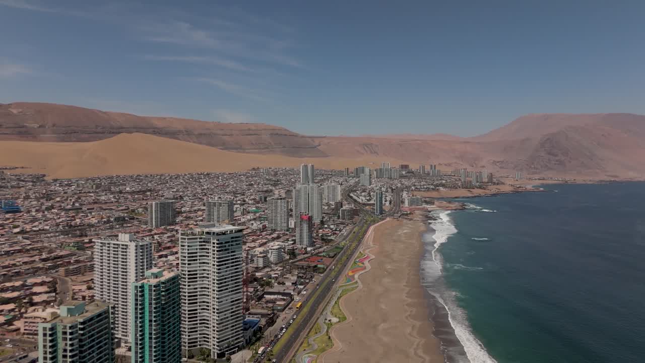 Iquique playa brava chile tarapaca cavancha day beach blue sky drone