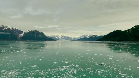 ice floating on disenchantment bay as hubbard glacier flows into the ocean - time lapse