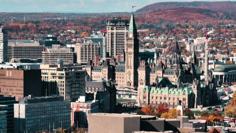 parliament hill long lens aerial against autumn background